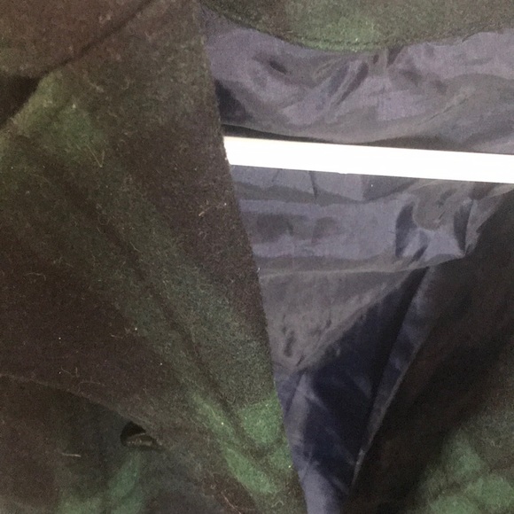 Plaid green/blue pea coat - Picture 2 of 3